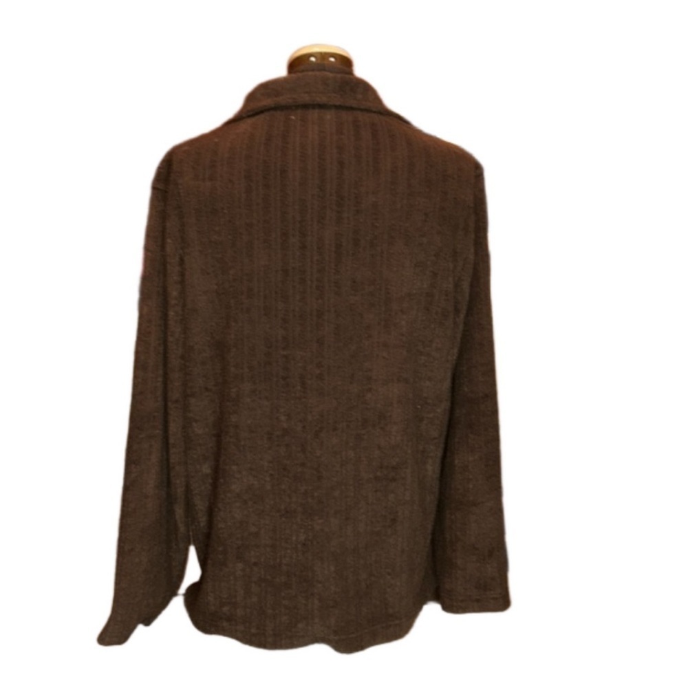 CONCEPTS by CLAIBORNE Vintage Chocolate Brown Velour Pull Over Sweater Size XL - Picture 7 of 9